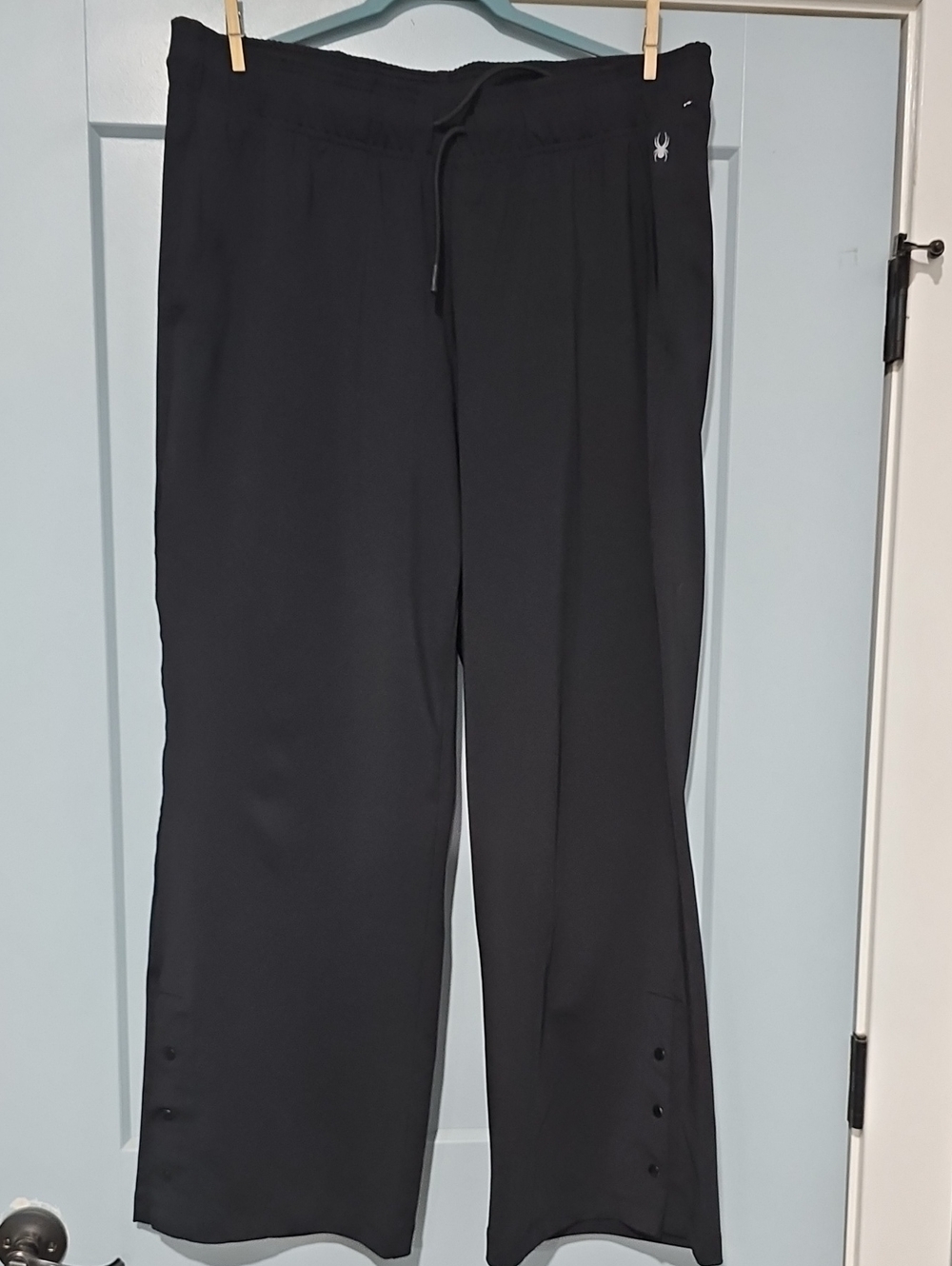 Spyder Active Black Athletic Pants with Elastic Waist and Ankle Snaps